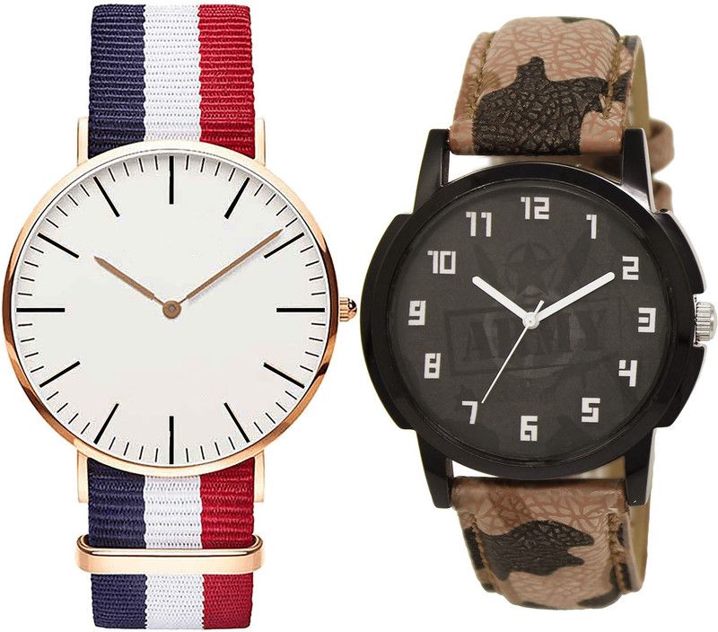 combo watch Analog Watch - For Girls Brand New Style Army Analogue Red And Brown Color Boys And Men Watch - B50-BL46.3 (Combo Of 2 )