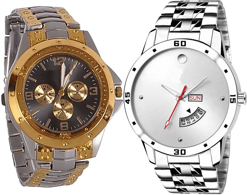 combo watch Analog Watch - For Girls New Quartz Day And Date Analogue Silver Color Boys And Men Watch - B76-BL46.103 (Combo Of 2 )