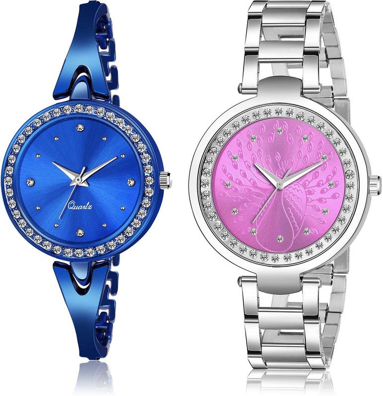 Analog Watch - For Women Latest Chronograph Bangle Chain And Chain Combo Watch For Girls And Women - GL270-GM208