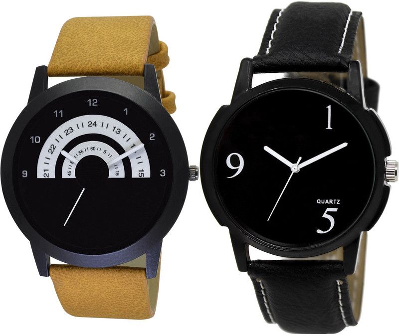 combo watch Analog Watch - For Girls Best Style Analogue Brown And Black Color Boys And Men Watch - B49-BL46.6 (Combo Of 2 )