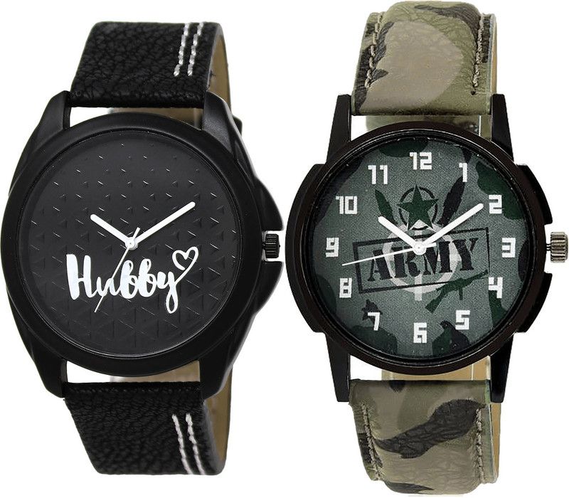 combo watch Analog Watch - For Girls New Valentine Hubby And Army Analogue Black And Green Color Boys And Men Watch - BL46.31-B21 (Combo Of 2 )