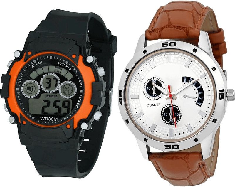 combo watch Analog Watch - For Girls New Gift Kids Analogue Black And Brown Color Boys And Men Watch - B4-B52 (Combo Of 2 )