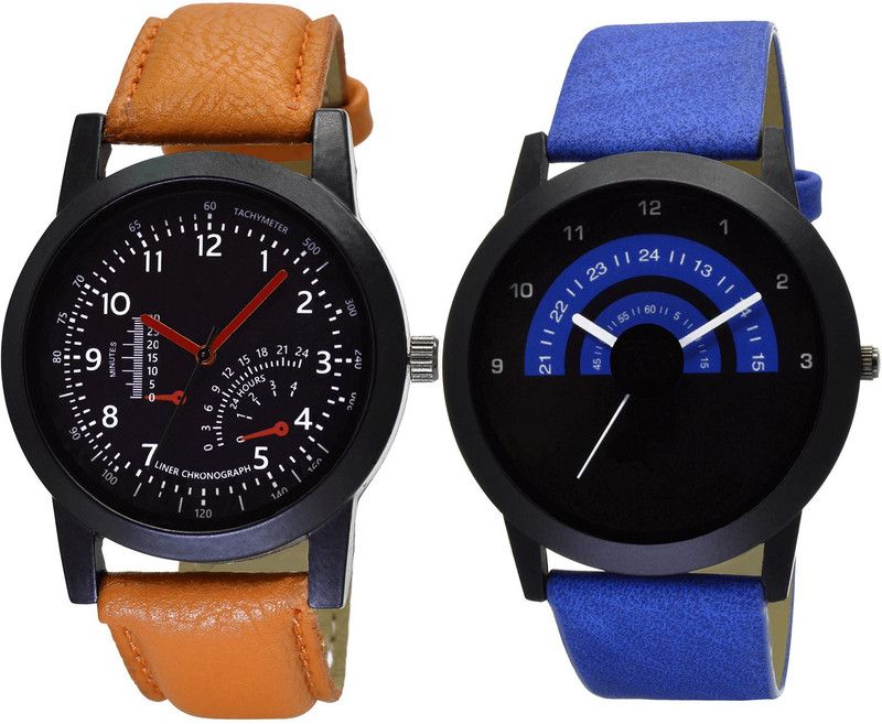 combo watch Analog Watch - For Girls Treading Collegian Analogue Brown And Blue Color Boys And Men Watch - B29-B47 (Combo Of 2 )