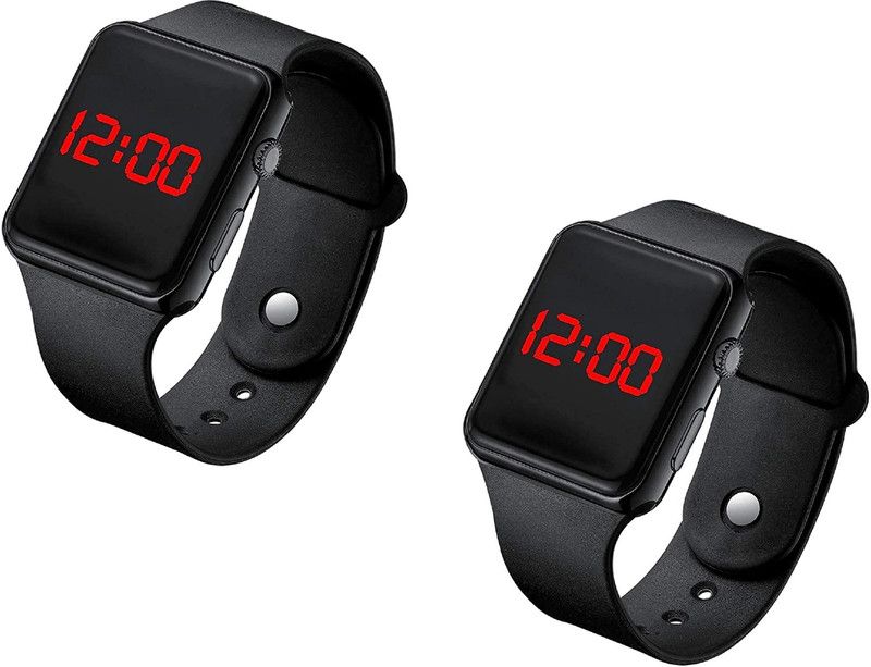 W34+ Digital Watch - For Men & Women I-Square Black W34+ Digital LED (NOT SMART) Combo Pack Of 2