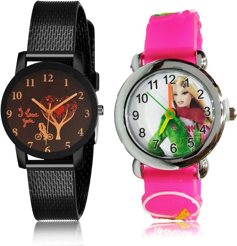combo watch Analog Watch - For Girls Classical Collection I Love You And Doll Kids 2 Watch Combo For Girls And Women - G531-GC43