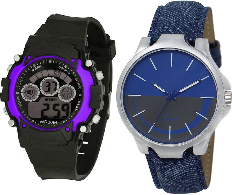 combo watch Analog Watch - For Girls Treading Technology Kids Analogue Black And Blue Color Boys And Men Watch - B133-BL46.24 (Combo Of 2 )