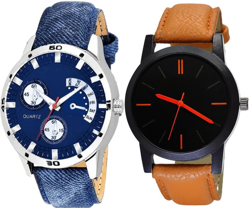combo watch Analog Watch - For Girls Latest Love Analogue Blue And Brown Color Boys And Men Watch - B57-B112 (Combo Of 2 )