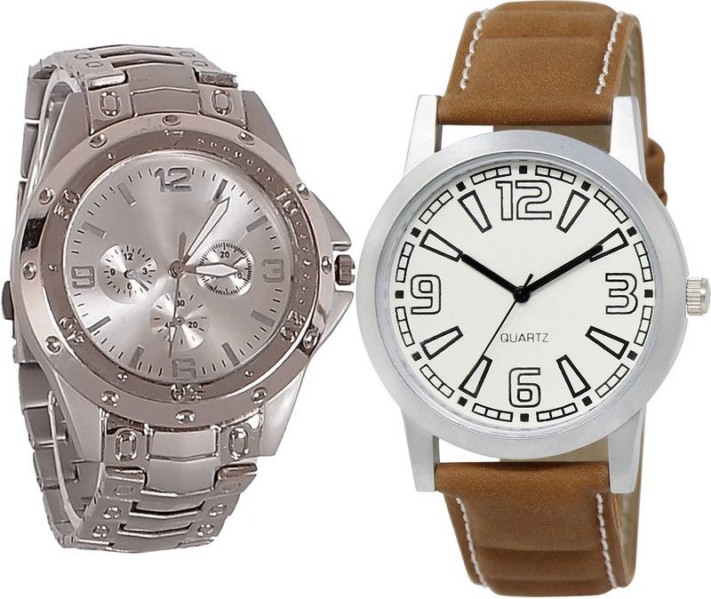 combo watch Analog Watch - For Girls Modish Quartz Analogue Silver And Brown Color Boys And Men Watch - B72-BL46.15 (Combo Of 2 )