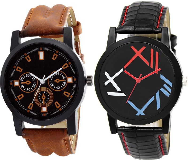 combo watch Analog Watch - For Girls Latest Professional Analogue Brown And Black Color Boys And Men Watch - B30-BL46.12 (Combo Of 2 )