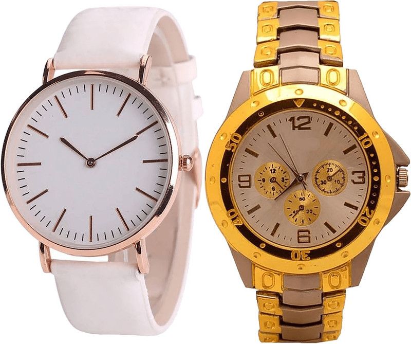 combo watch Analog Watch - For Girls Modern Stylish Analogue White And Silver Color Boys And Men Watch - B63-B74 (Combo Of 2 )