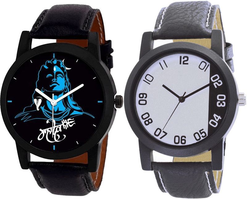combo watch Analog Watch - For Men & Women Classical Heart Mahadev Analogue Black Color Boys And Men Watch - B23-B41 (Combo Of 2 )