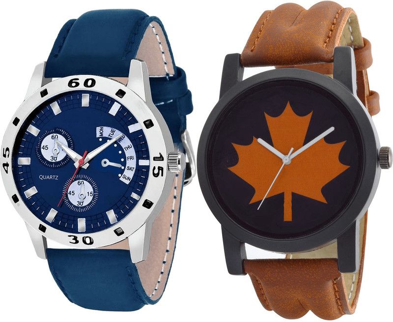 combo watch Analog Watch - For Girls Modern High Quality Analogue Blue And Brown Color Boys And Men Watch - B56-B34 (Combo Of 2 )