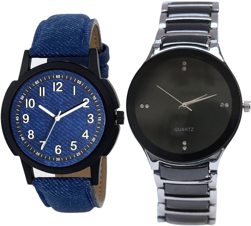 combo watch Analog Watch - For Girls Modern Love Analogue Blue And Black Color Boys And Men Watch - B8-B68 (Combo Of 2 )