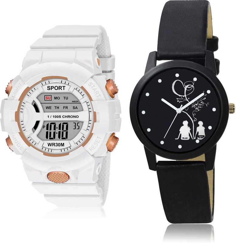 Analog-Digital Watch - For Girls Modern Wrist 2 Watch Combo For Women And Girls - DG37-GO146