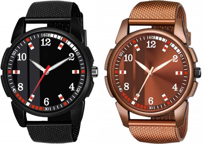 Analog Watch - For Men SWC-179 Black and Brown New PU Watch Belt Boys