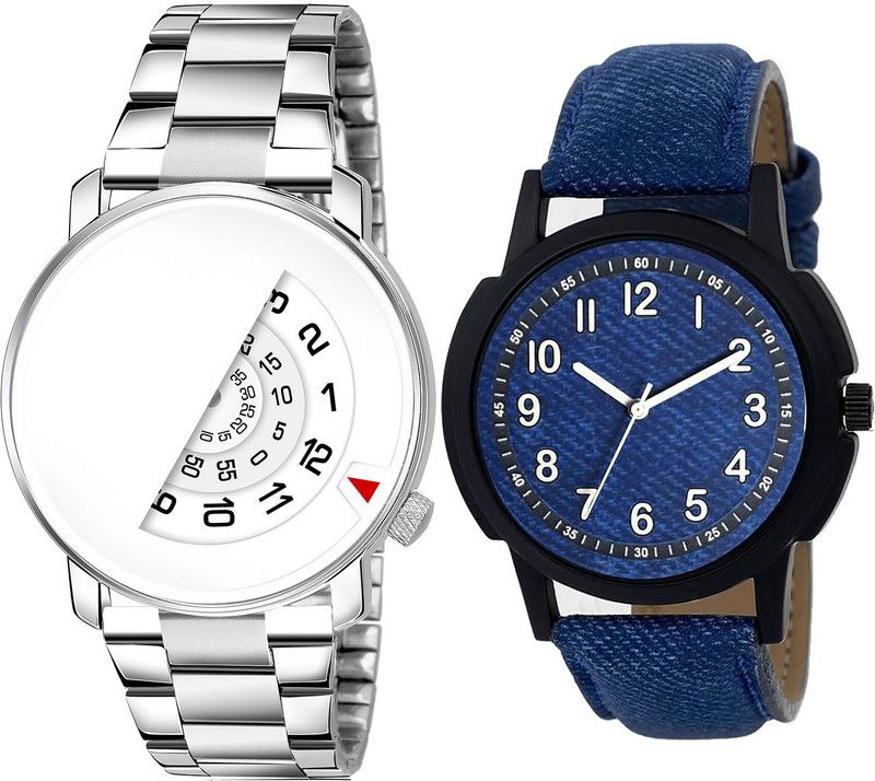 combo watch Hybrid Smartwatch Watch - For Men Latest Valentine Day And Date Analog Silver And Blue Color Boys And Men Watch - BL46.106-B8 (Combo Of 2 )