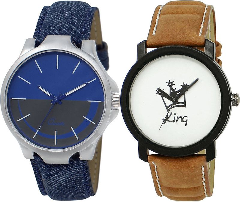 combo watch Analog Watch - For Girls Modish Professional King Analogue Blue And Brown Color Boys And Men Watch - BL46.24-BL46.18 (Combo Of 2 )