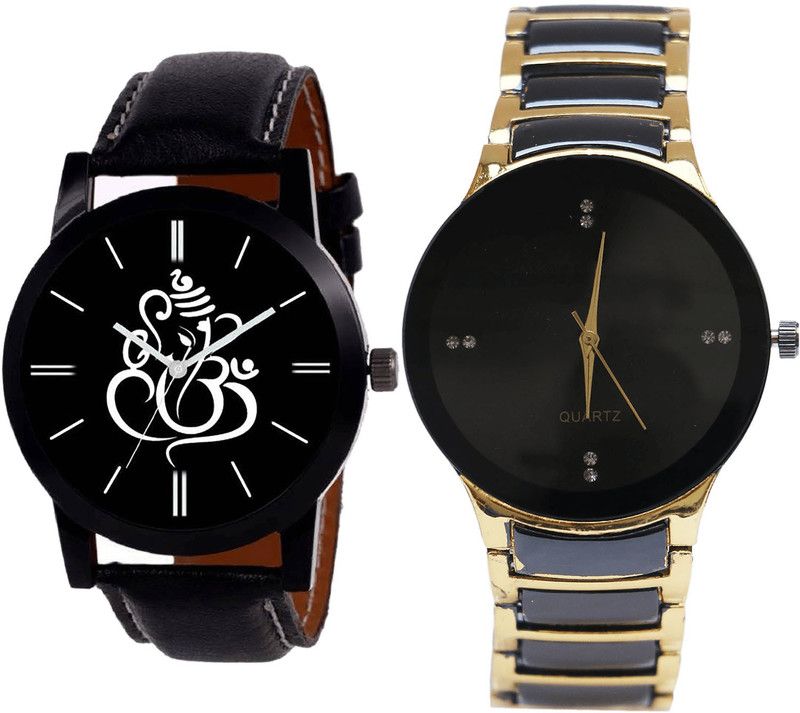 combo watch Analog Watch - For Girls Latest Unique Ganpati Analogue Black Color Boys And Men Watch - B27-B69 (Combo Of 2 )