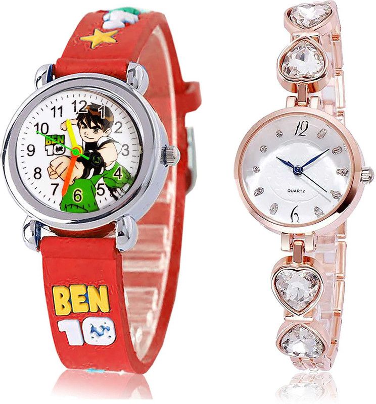 combo watch Analog Watch - For Men & Women Contemporary Italian Designer Ben 10 Kids And Love Heart 2 Watch Combo For Girls And Women - GC116-G443