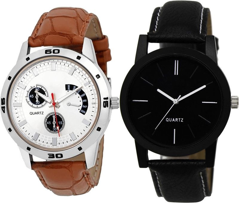 combo watch Analog Watch - For Girls Contemporary Unique Love Dad Analogue Brown And Black Color Boys And Men Watch - B52-BL46.5 (Combo Of 2 )