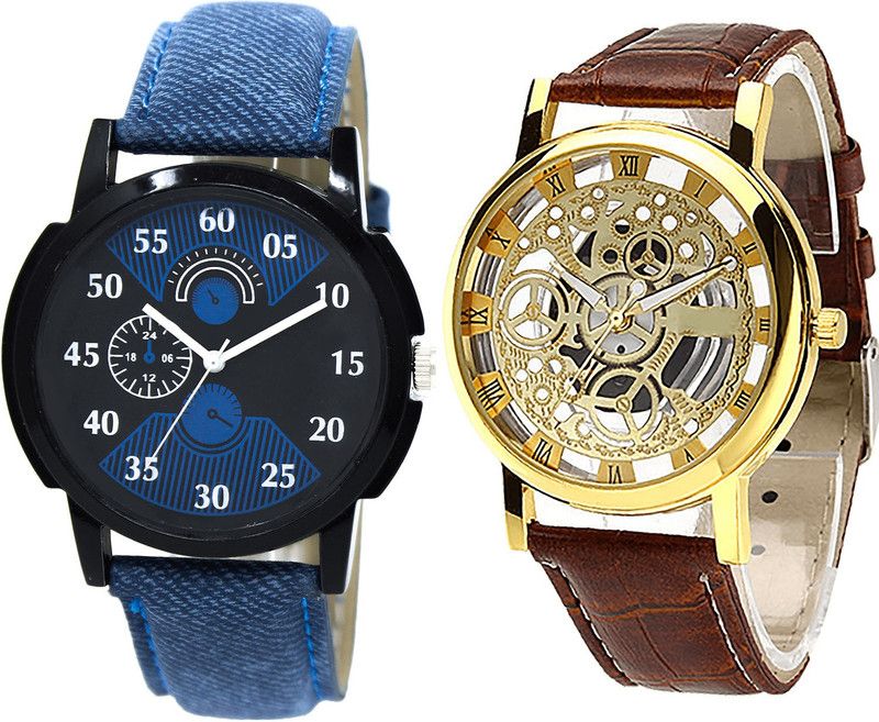 combo watch Analog Watch - For Girls Treading Technology Open Analogue Blue And Brown Color Boys And Men Watch - BL46.2-B45 (Combo Of 2 )