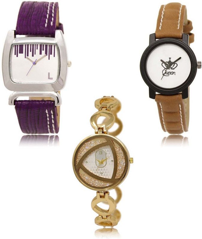 Latest Set of 3 Stylish Attractive Professional Designer Combo Analog Watch - For Women LR-207-209-239 Premium Quality Collection