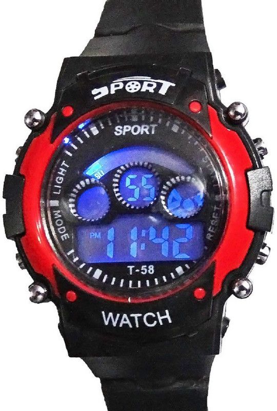 Black Silicon LED Digital M2 Mens Watch and Boys Watch Women and Girls Watch Kids Watches for Children Round Sports Black Date Display 7 Light Digital Watch Digital Watch - For Boys & Girls 7 Light