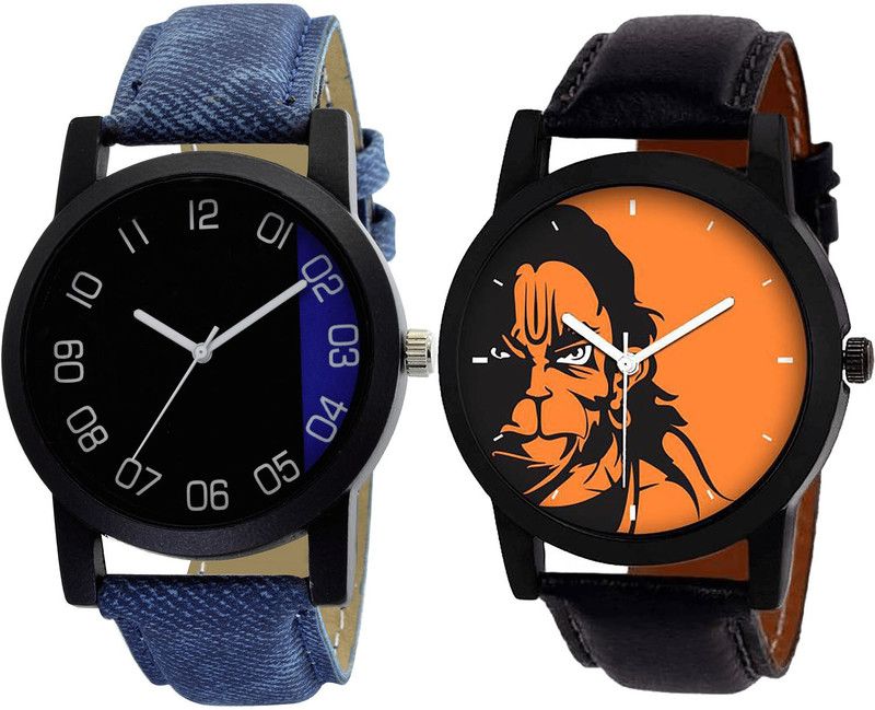 combo watch Analog Watch - For Girls Modish Traditional Hanuman Analogue Blue And Black Color Boys And Men Watch - B37-B26 (Combo Of 2 )