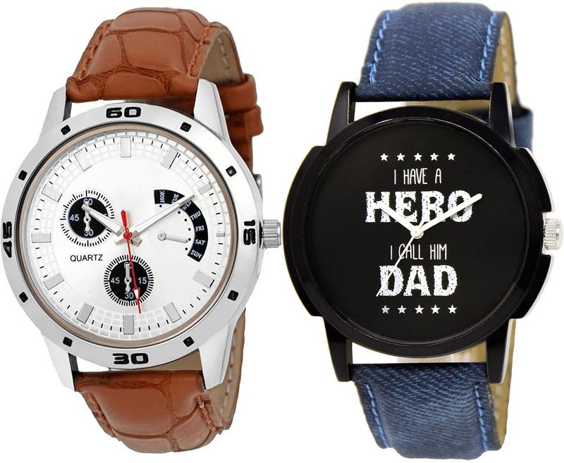 combo watch Analog Watch - For Girls Contemporary Traditional Analogue Brown And Blue Color Boys And Men Watch - B52-BL46.7 (Combo Of 2 )