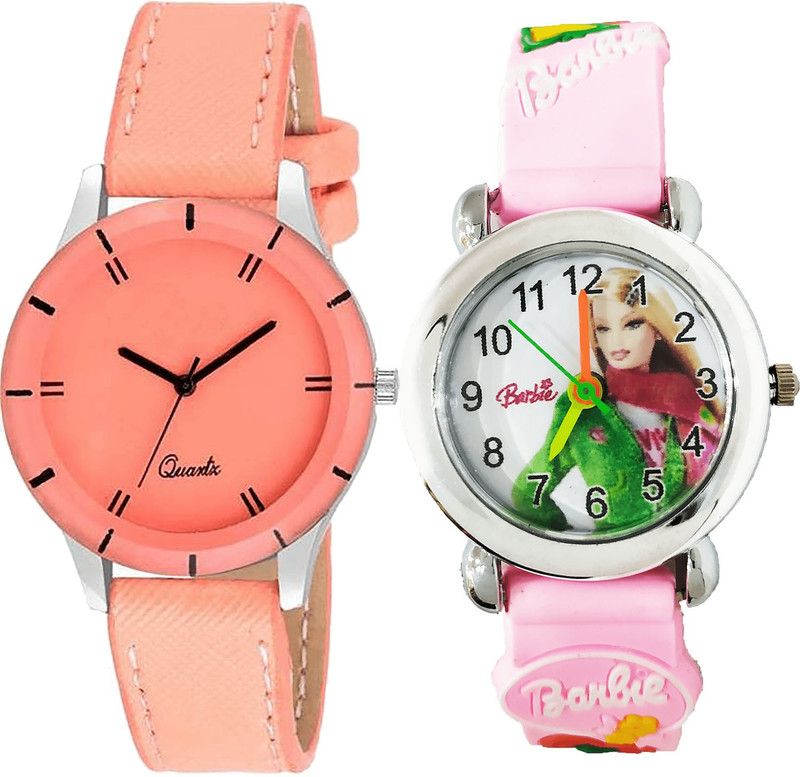 combo watch Analog Watch - For Girls Contemporary Analogue Barbie Doll Analogue Red And Pink Color Girls And Women Watch - G270-G324 (Combo of 2 )