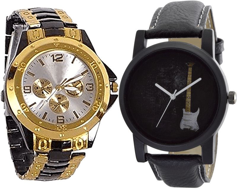 combo watch Analog Watch - For Girls Best Designer Guitar Analogue Black Color Boys And Men Watch - B73-B35 (Combo Of 2 )