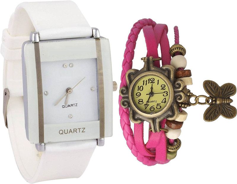 combo watch Analog Watch - For Girls Best Italian Designer Analogue White And Pink Color Girls And Women Watch - G17-G63 (Combo Of 2 )