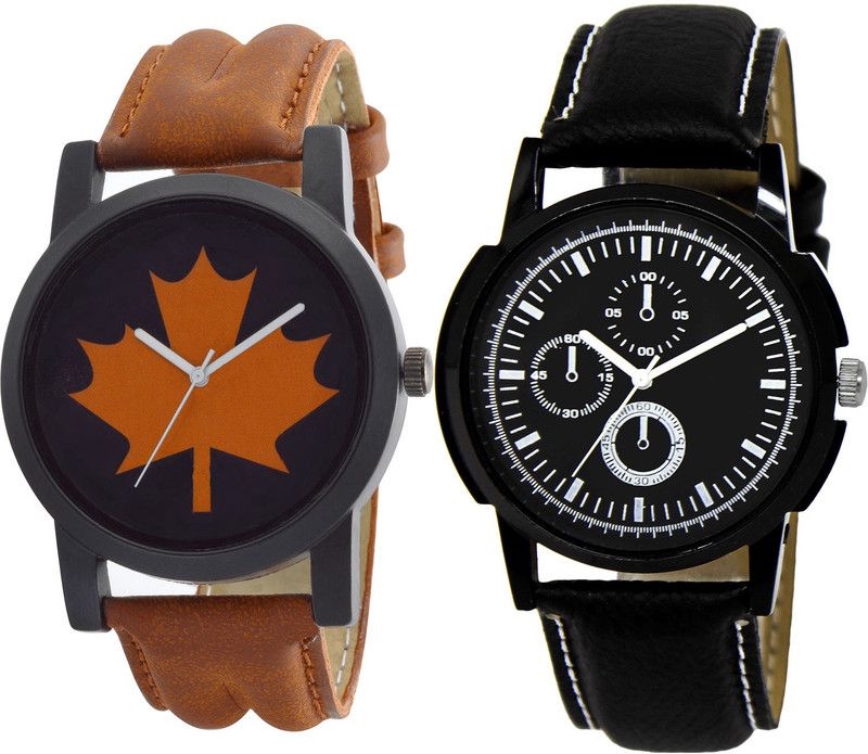 combo watch Analog Watch - For Girls Modern Quartz Analogue Brown And Black Color Boys And Men Watch - B34-BL46.13 (Combo Of 2 )