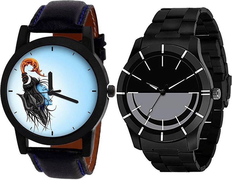 combo watch Analog Watch - For Girls Modern Gift Mahadev Analogue Black Color Boys And Men Watch - B22-B108 (Combo Of 2 )