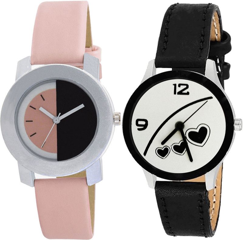 combo watch Analog Watch - For Girls Latest Gift Love Valentine Analogue Pink And Black Color Girls And Women Watch - G400-G342 (Combo of 2 )