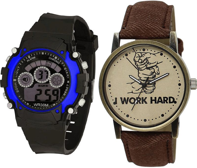combo watch Analog Watch - For Girls Treading Present Kids And I Work Hard Analogue Black And Brown Color Boys And Men Watch - B2-BL46.29 (Combo Of 2 )