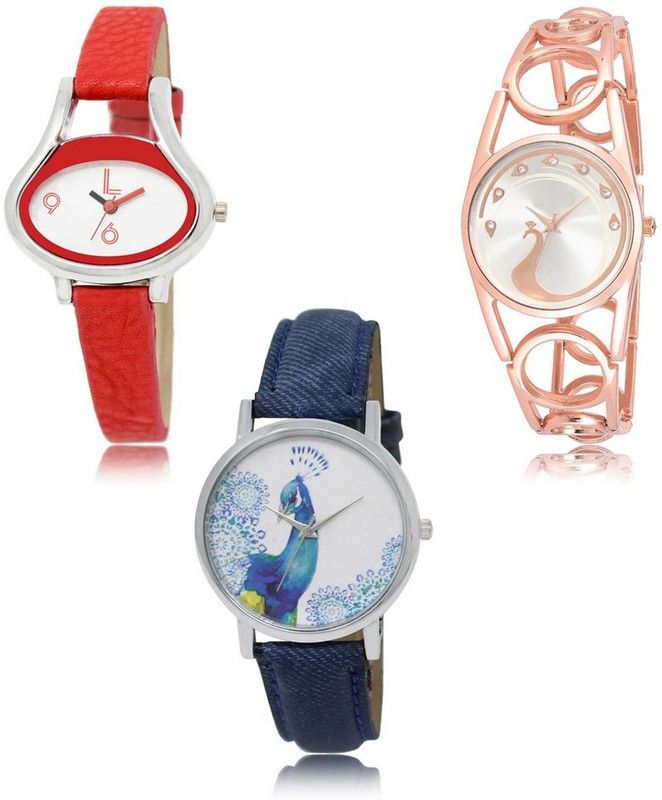 Latest Set of 3 Stylish Attractive Professional Designer Combo Analog Watch - For Women LR-206-232-241 Premium Quality Collection