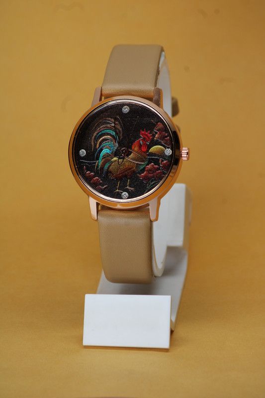 Rooster Structure Dial Best Leather Belt Women Analog Watch - For Girls