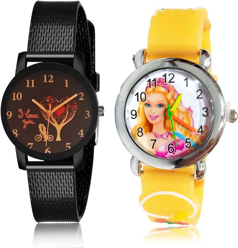 combo watch Analog Watch - For Girls Classical Technology I Love You And Doll Kids 2 Watch Combo For Girls And Women - G531-GC45