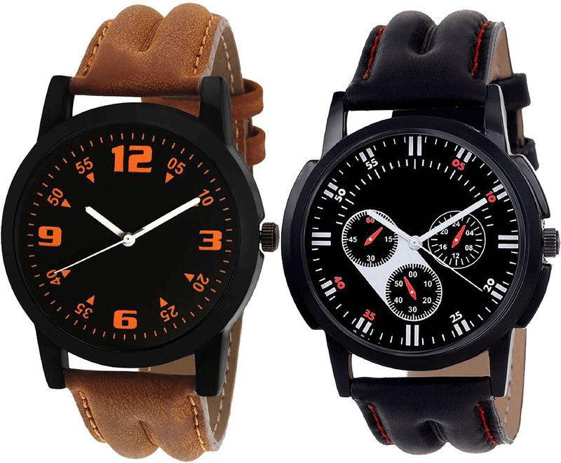 combo watch Analog Watch - For Girls Modern Collection Analogue Brown And Black Color Boys And Men Watch - B15-B104 (Combo Of 2 )