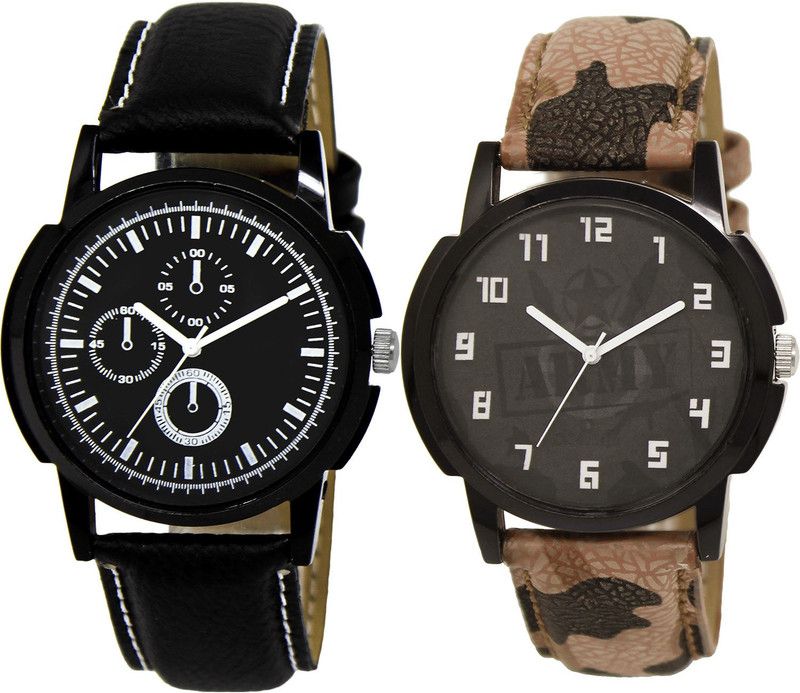 combo watch Analog Watch - For Girls Best Unique Army Analogue Black And Brown Color Boys And Men Watch - BL46.13-BL46.3 (Combo Of 2 )