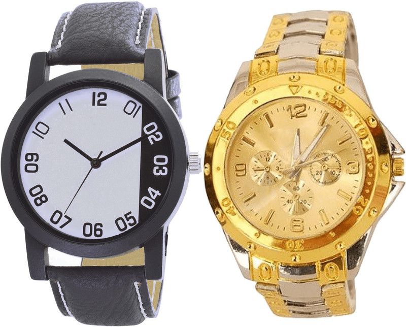 combo watch Analog Watch - For Girls Latest Collegian Analogue Black And Silver Color Boys And Men Watch - B41-B75 (Combo Of 2 )