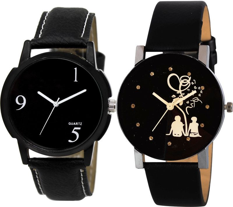 combo watch Analog Watch - For Girls Modern Diwali Couple Love Analogue Black Color Boys And Men Watch - BL46.6-B138 (Combo Of 2 )