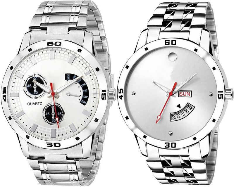combo watch Analog Watch - For Girls Best Wrist Day And Date Analogue Silver Color Boys And Men Watch - B85-BL46.103 (Combo Of 2 )