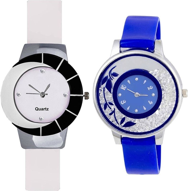 combo watch Analog Watch - For Girls Latest Collection Analogue White And Blue Color Girls And Women Watch - G11-G87 (Combo Of 2 )