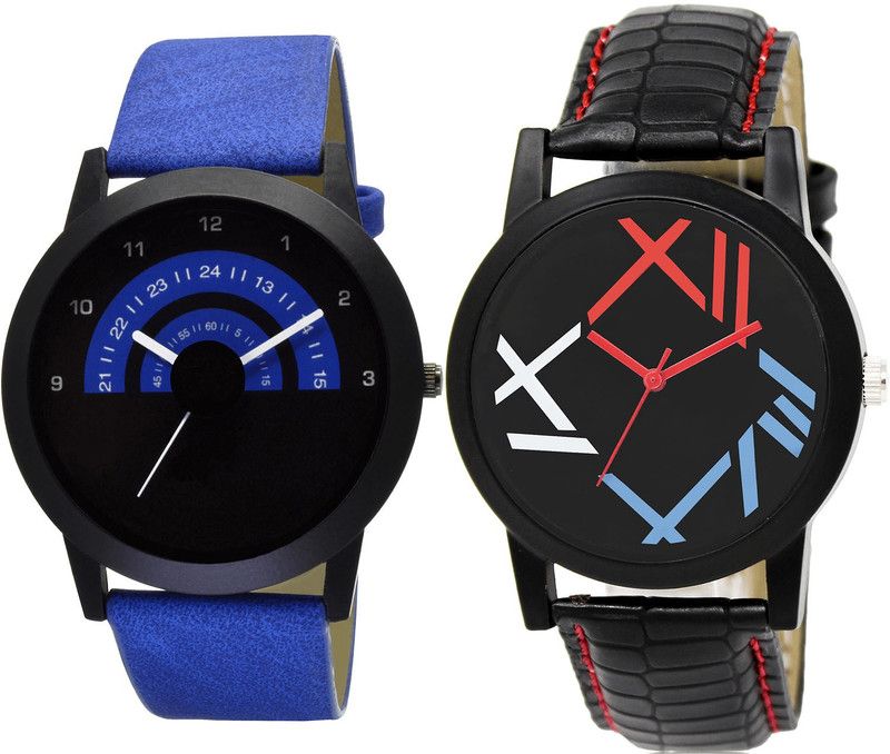 combo watch Analog Watch - For Girls Classical Fancy Analogue Blue And Black Color Boys And Men Watch - B47-BL46.12 (Combo Of 2 )