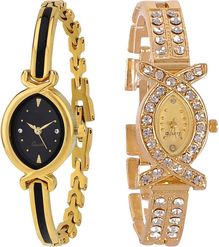 combo watch Analog Watch - For Girls Contemporary 3D Design Analogue Gold Color Girls And Women Watch - G121-G125 (Combo Of 2 )