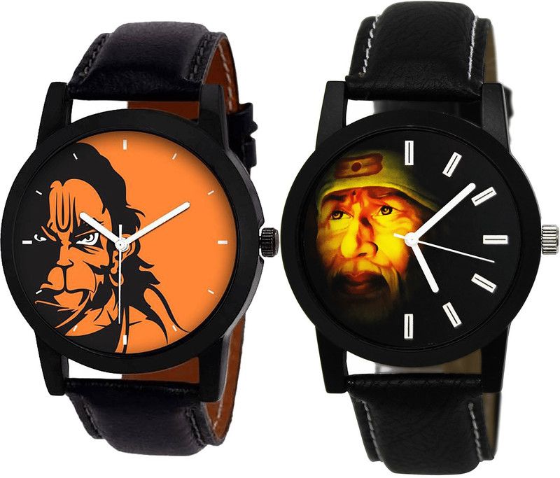 combo watch Analog Watch - For Girls Modish 3D Design Hanuman And Sai Baba Analogue Black Color Boys And Men Watch - B26-B123 (Combo Of 2 )