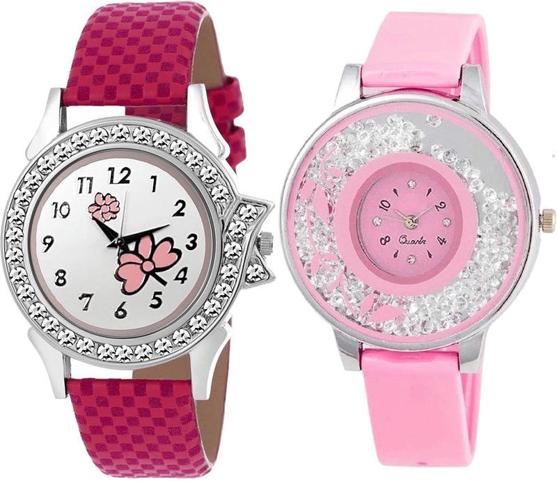 combo watch Analog Watch - For Girls Latest Quartz Flower Analogue Pink Color Girls And Women Watch - G128-G88 (Combo Of 2 )
