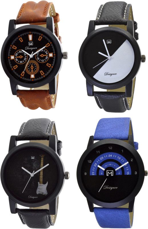 Analog Watch - For Men Analogue Combo pack of 4 Multicolor Dial Watch for Boys & mens Om-151